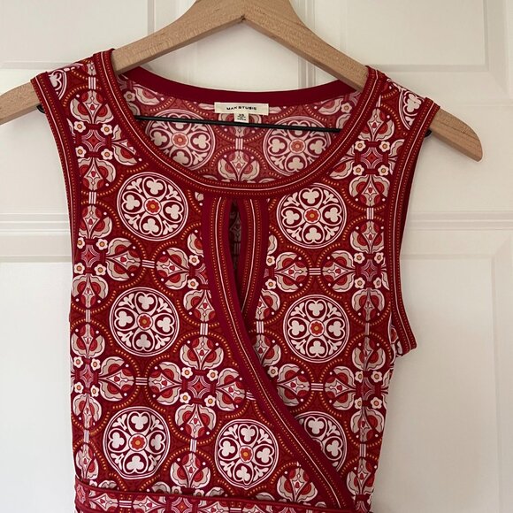 MAX STUDIO Women’s Sleeveless Tie-Waist Dress – Red & White, Size XS - Picture 5 of 12